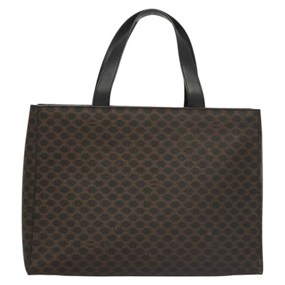 Celine CELINE Macadam Canvas Hand Bag PVC Leather 2way Black Gold Authentic 120130