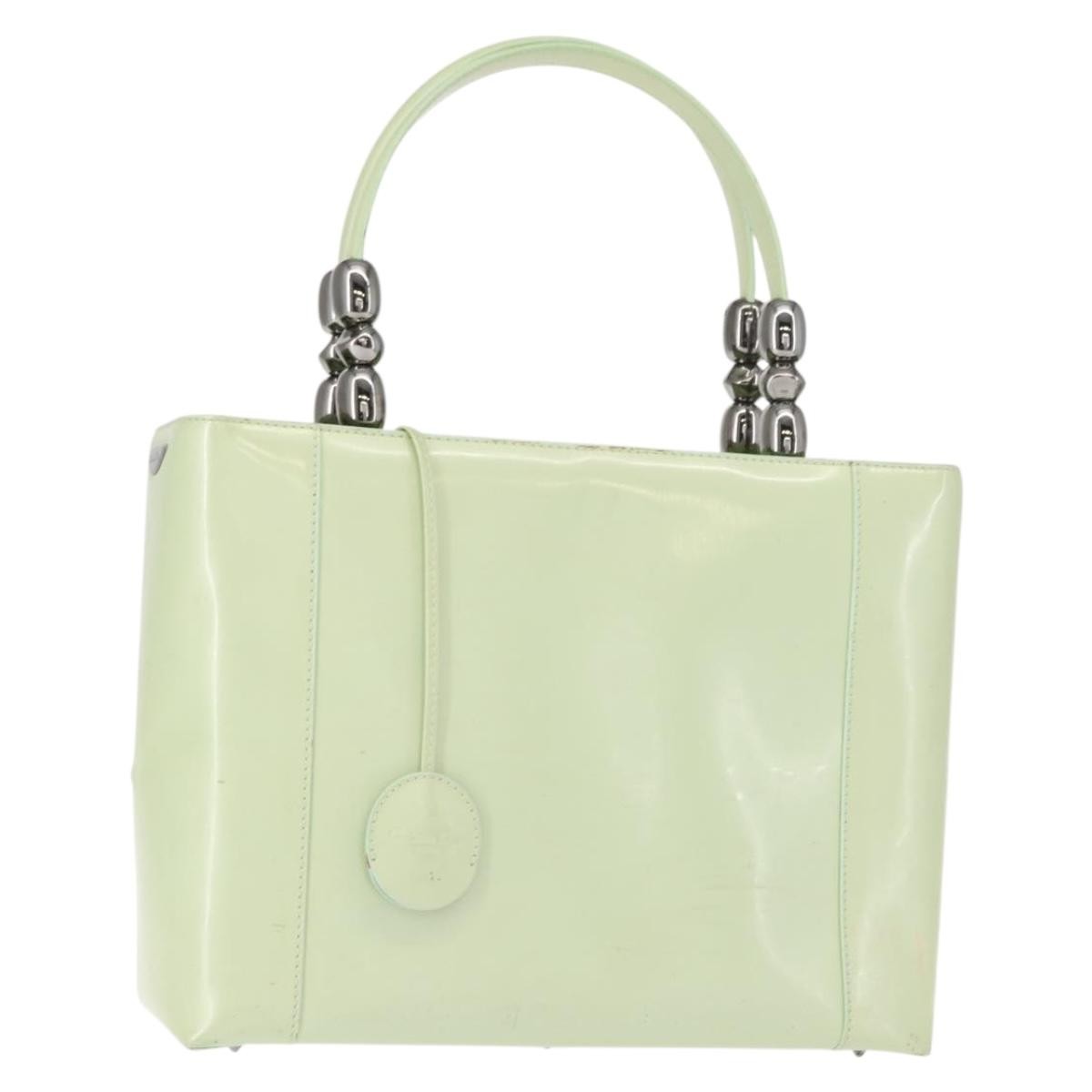 Dior Christian Dior Maris Pearl Hand Bag Enamel Green Authentic 150745