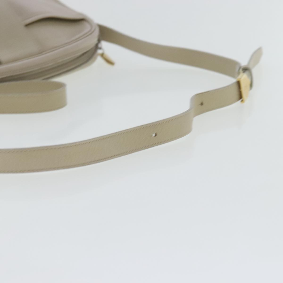 Saint Laurent SAINT LAURENT Shoulder Bag Leather Beige Gold Authentic bs19024