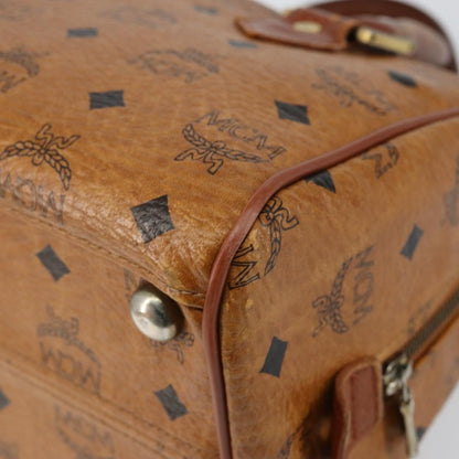 MCM MCM Logogram Vicetos Boston Bag PVC Leather Brown Gold Authentic gh904