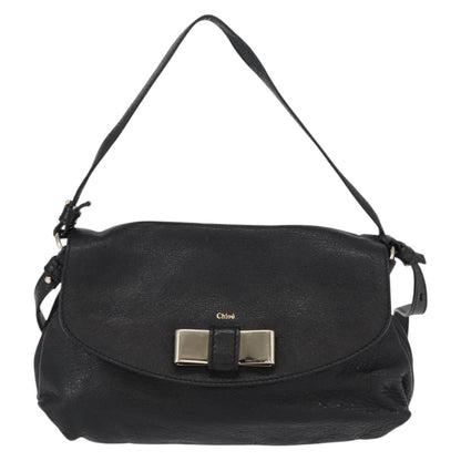 Chloé Chloé Chloe Lily Hand Bag Leather 2way Black Gold Authentic BA8650