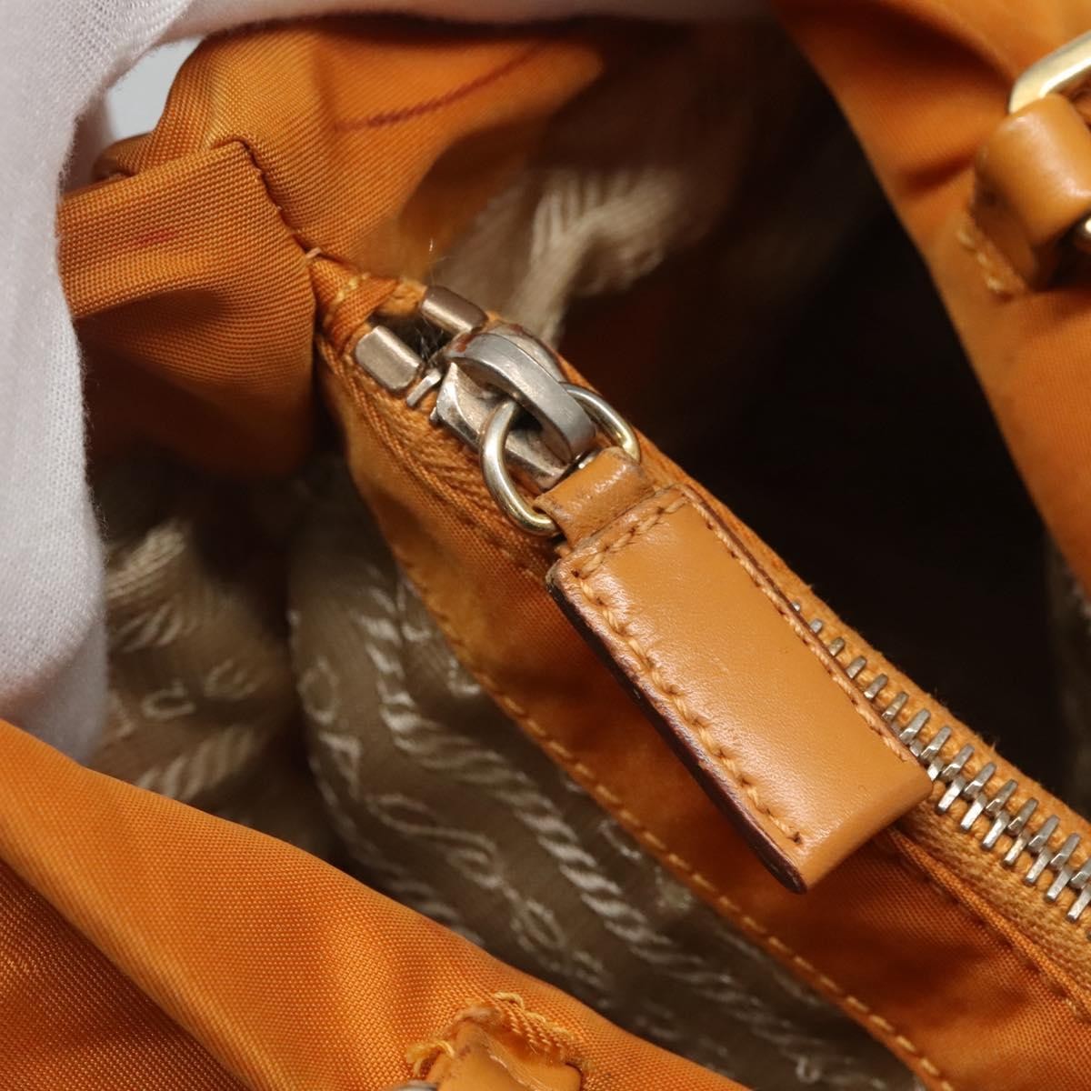 Prada PRADA Shoulder Bag Nylon Orange Gold Authentic EC663