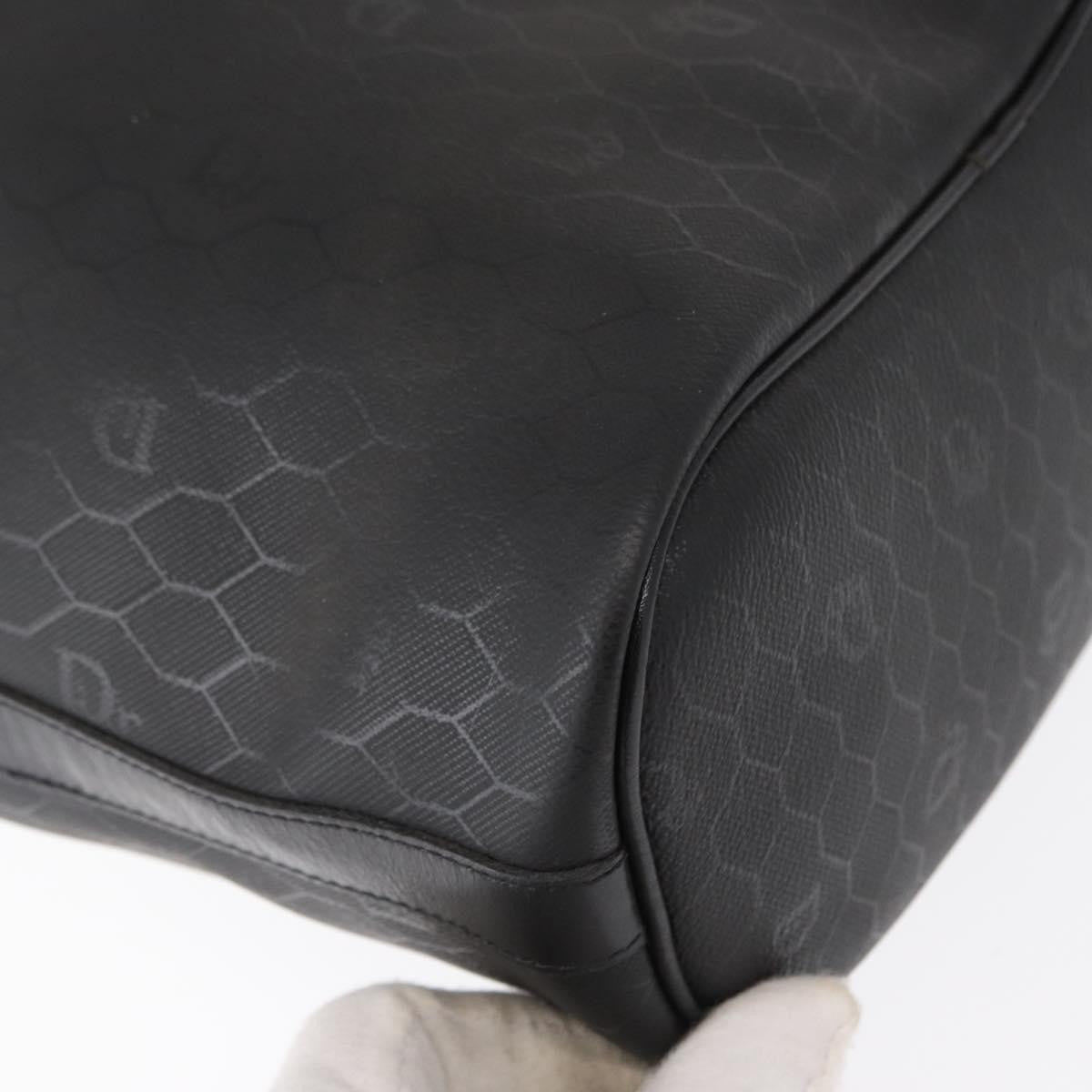 Dior Christian Dior Honeycomb Canvas Shoulder Bag PVC Black Gold Authentic 161139