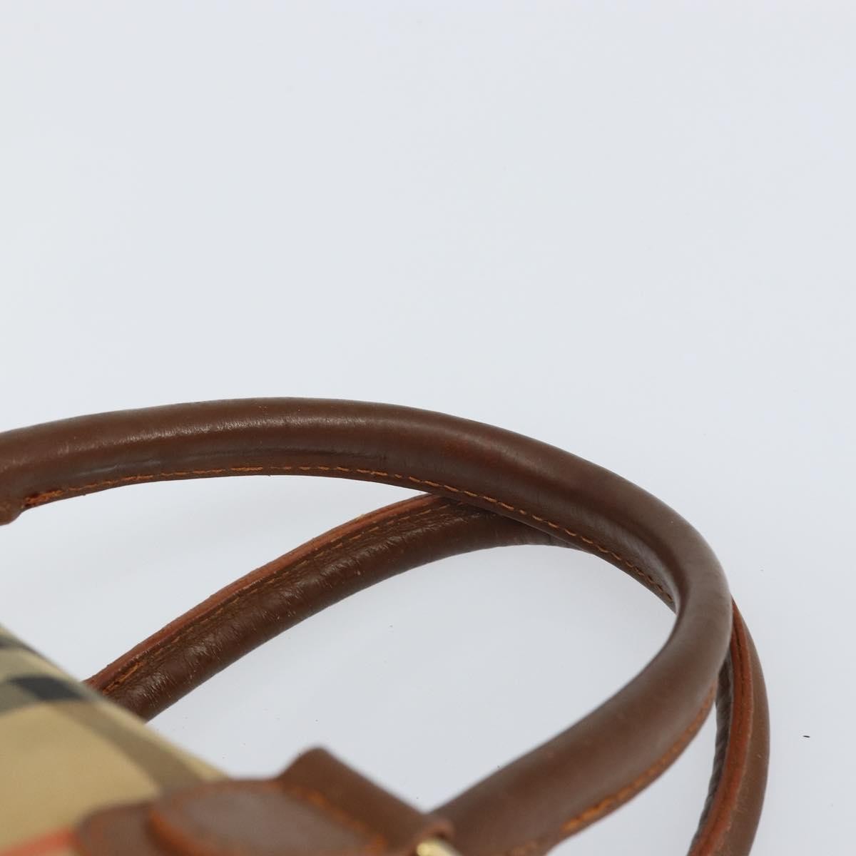 Burberrys Burberrys Nova Check Hand Bag Canvas Leather Beige Gold Authentic mr1638