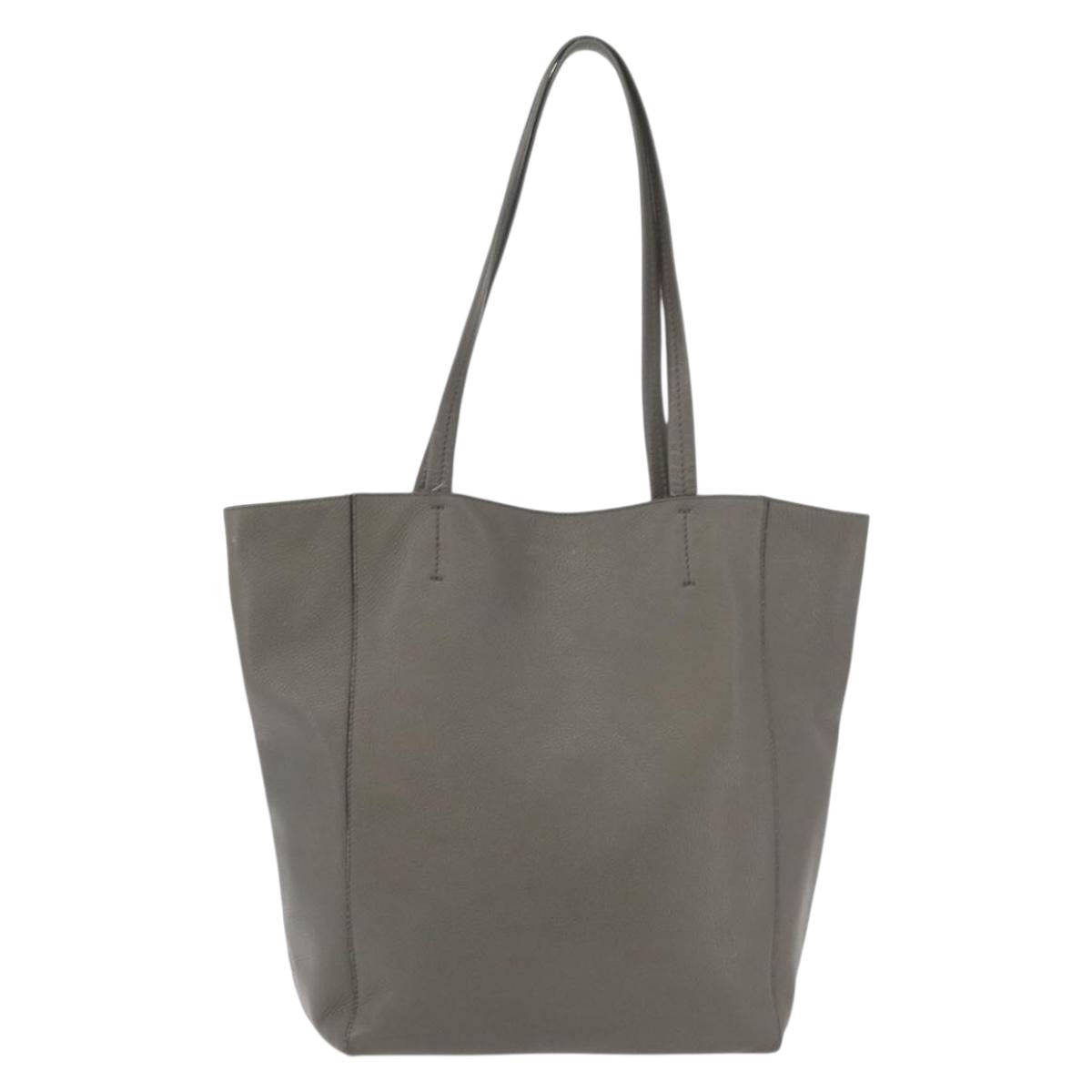 Celine CELINE Cabas Phantom Tote Bag Leather Gray Silver Authentic hk3679