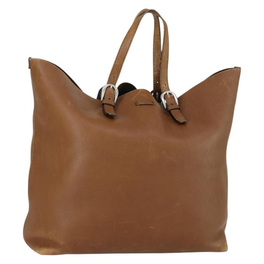 Gucci GUCCI Tote Bag Leather Brown Silver Authentic 160133
