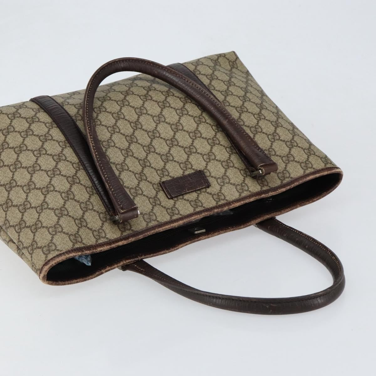 Gucci GUCCI GG Supreme Tote Bag PVC Beige Silver 114595 Authentic ep12164