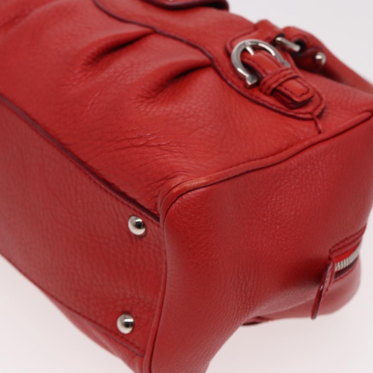 Salvatore Ferragamo Salvatore Ferragamo Gancini Hand Bag Leather 2way Red Authentic 78767