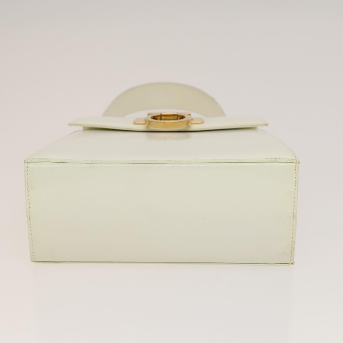 Salvatore Ferragamo Salvatore Ferragamo Gancini Hand Bag Leather 2way White Gold Authentic 134575