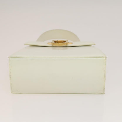 Salvatore Ferragamo Salvatore Ferragamo Gancini Hand Bag Leather 2way White Gold Authentic 134575