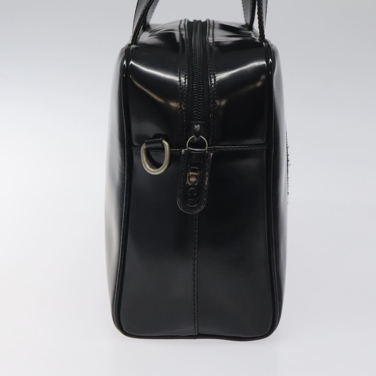 Gucci GUCCI Hand Bag Patent Leather Black Silver 000 1274 0505 Authentic ep8594
