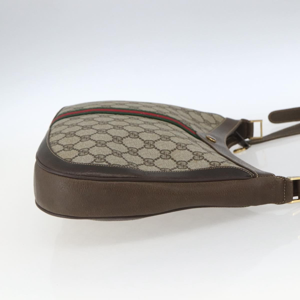 Gucci GUCCI GG Supreme Web Sherry Line Bag PVC Beige Gold 72 001 4467 Authentic 165194
