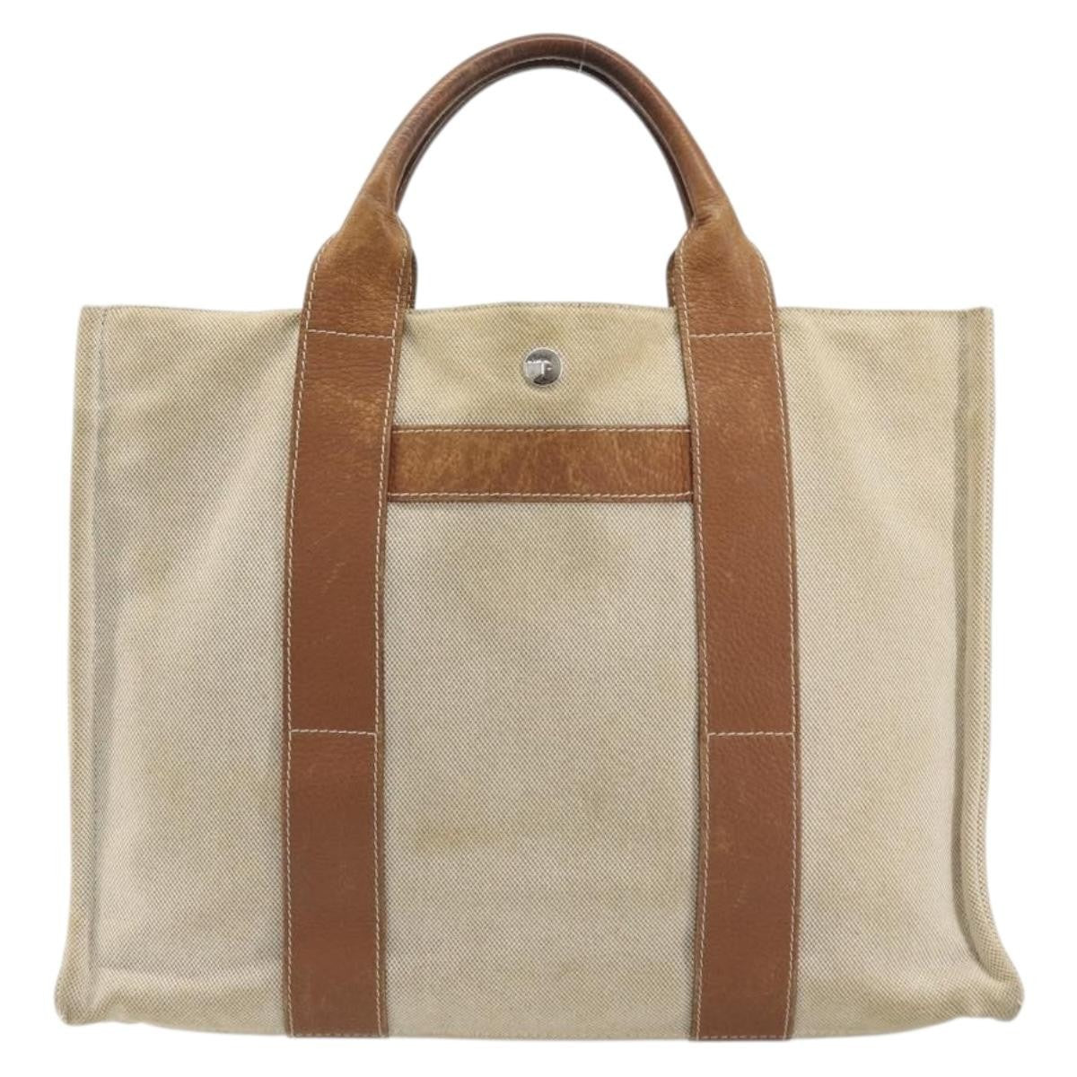 Hermès Hermès HERMES Sac Arne MM Hand Bag Canvas Beige Silver Authentic bs34423