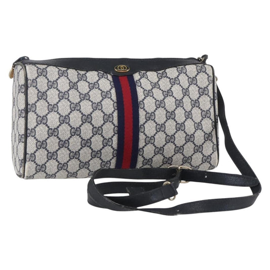 Gucci GUCCI GG Supreme Sherry Line Shoulder Bag PVC Navy Gold 010 378 Authentic 154587