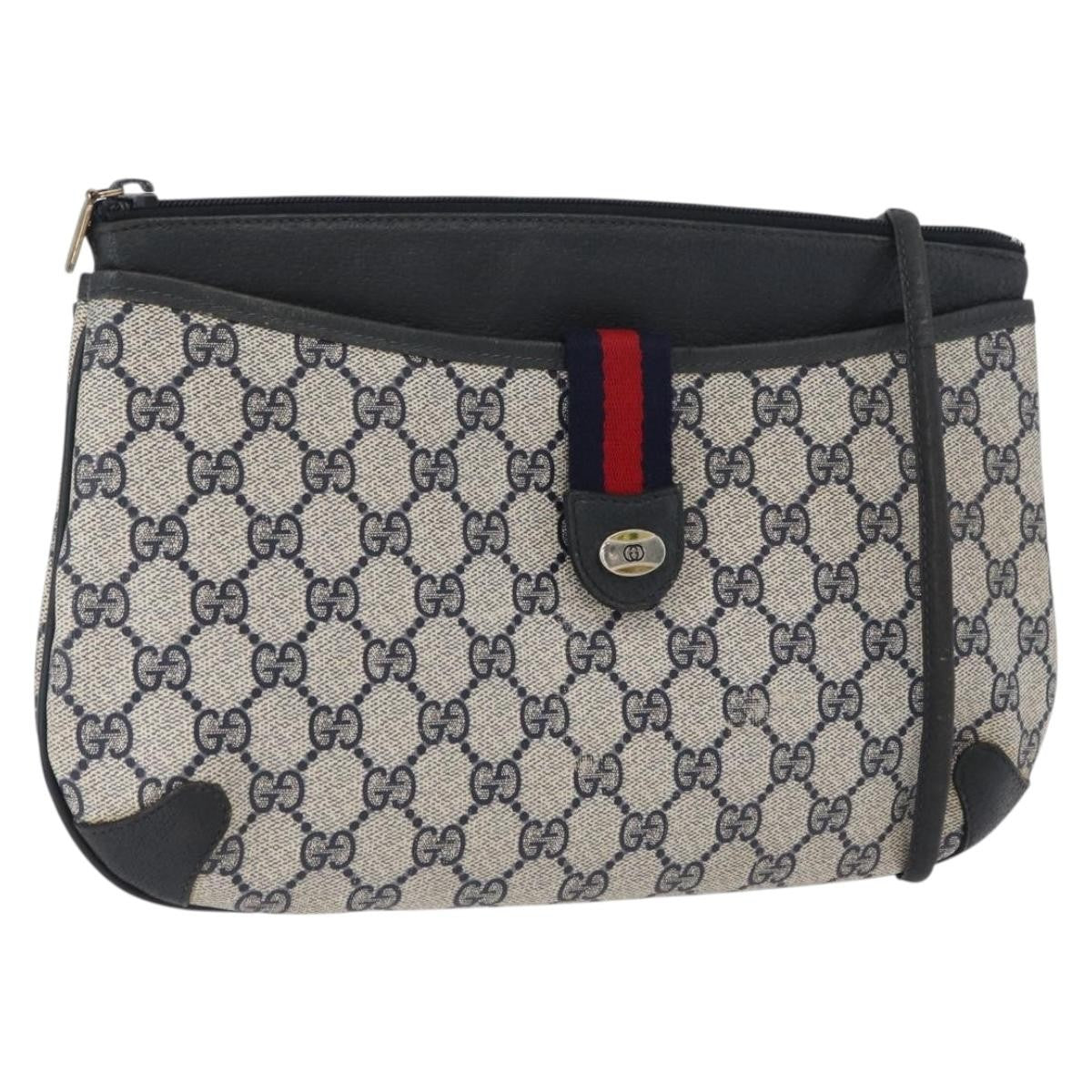 Gucci GUCCI GG Supreme Sherry Line Shoulder Bag PVC Navy Gold 904 02 026 Authentic mr2029