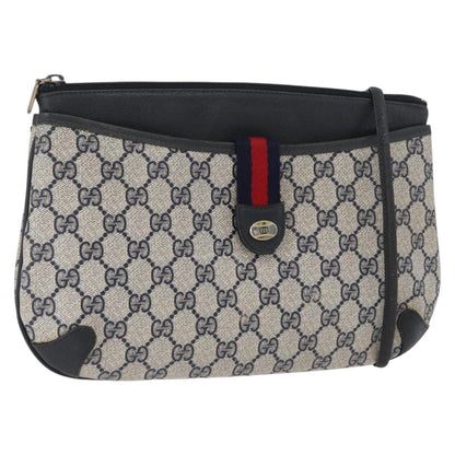 Gucci GUCCI GG Supreme Sherry Line Shoulder Bag PVC Navy Gold 904 02 026 Authentic mr2029