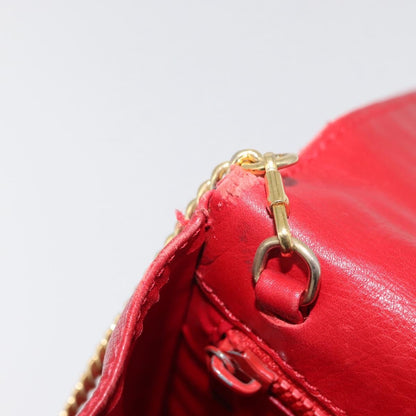 Celine CELINE Chain Shoulder Bag Leather 2way Red Gold Authentic BA13005
