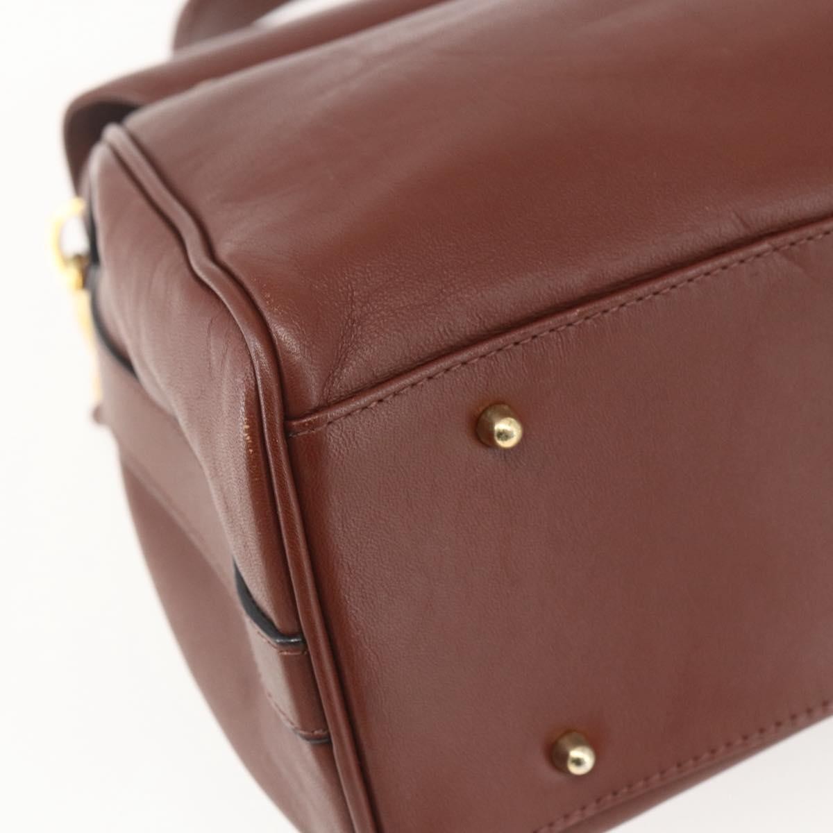 Valentino VALENTINO Hand Bag Leather 2way Brown Gold Authentic hk3311