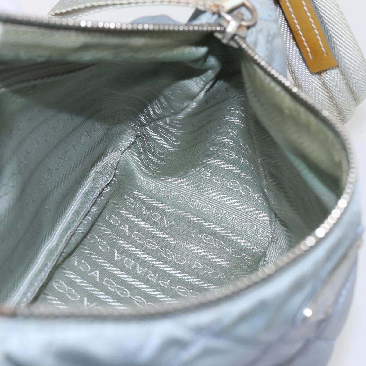 Prada PRADA Shoulder Bag Nylon Enamel Light Blue Silver Authentic 160526