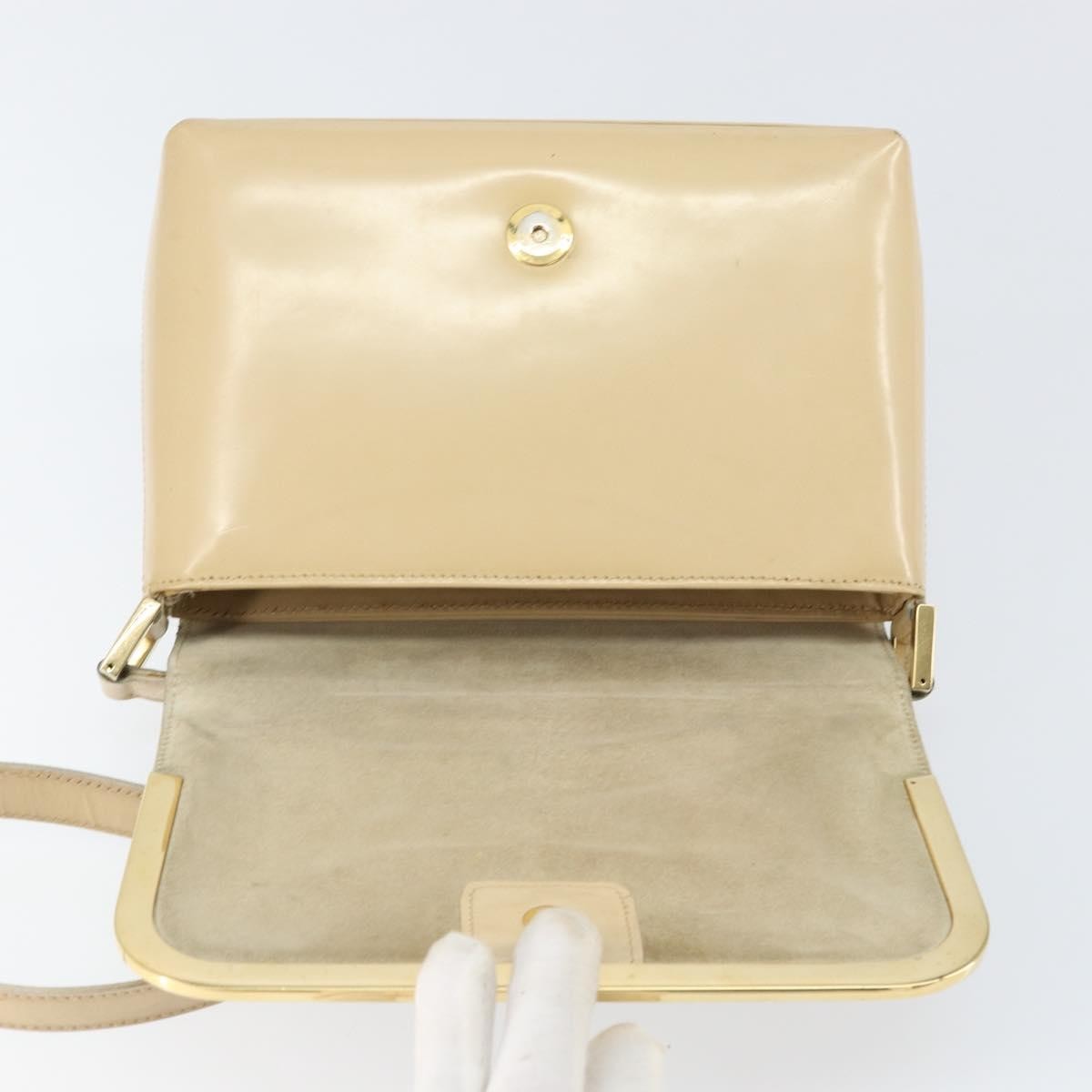 Gucci GUCCI Shoulder Bag Patent leather Beige Gold 007 2113 0278 Authentic bs30927