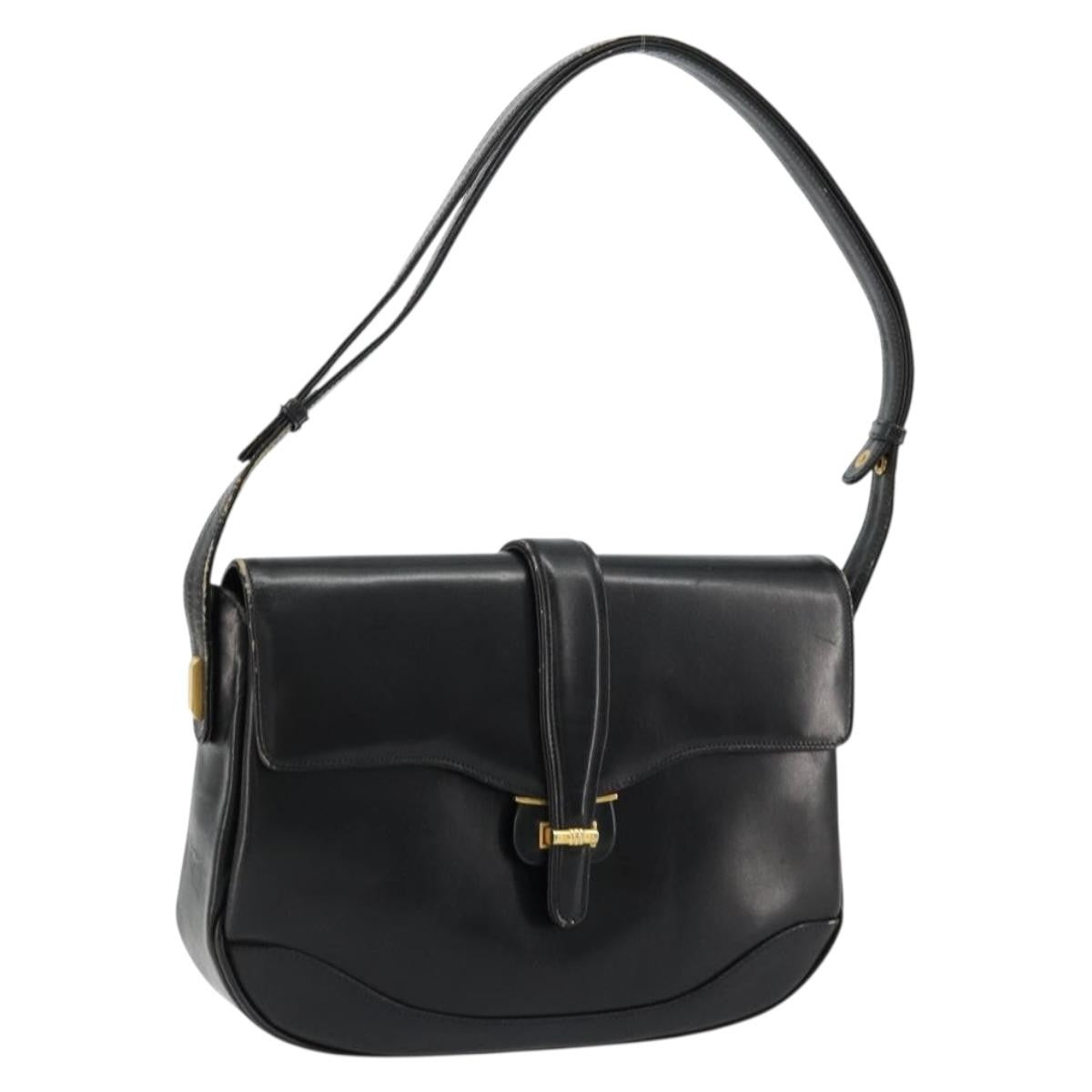 Gucci GUCCI Shoulder Bag Leather Black Gold Authentic 177992