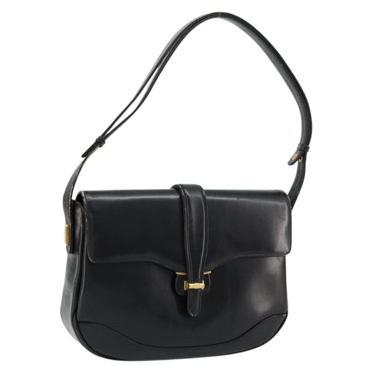 Gucci GUCCI Shoulder Bag Leather Black Gold Authentic 177992