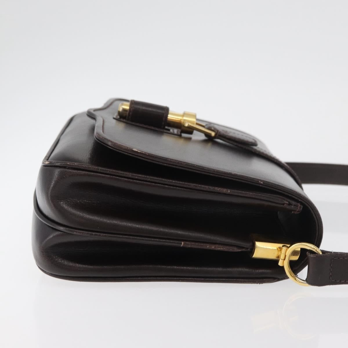 Gucci GUCCI Shoulder Bag Leather Brown Gold Authentic ep14284