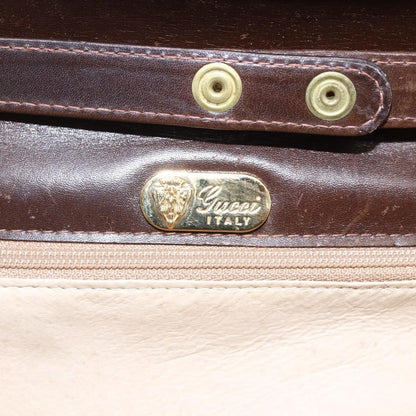 Gucci GUCCI Shoulder Bag Leather Brown Gold Authentic 152976