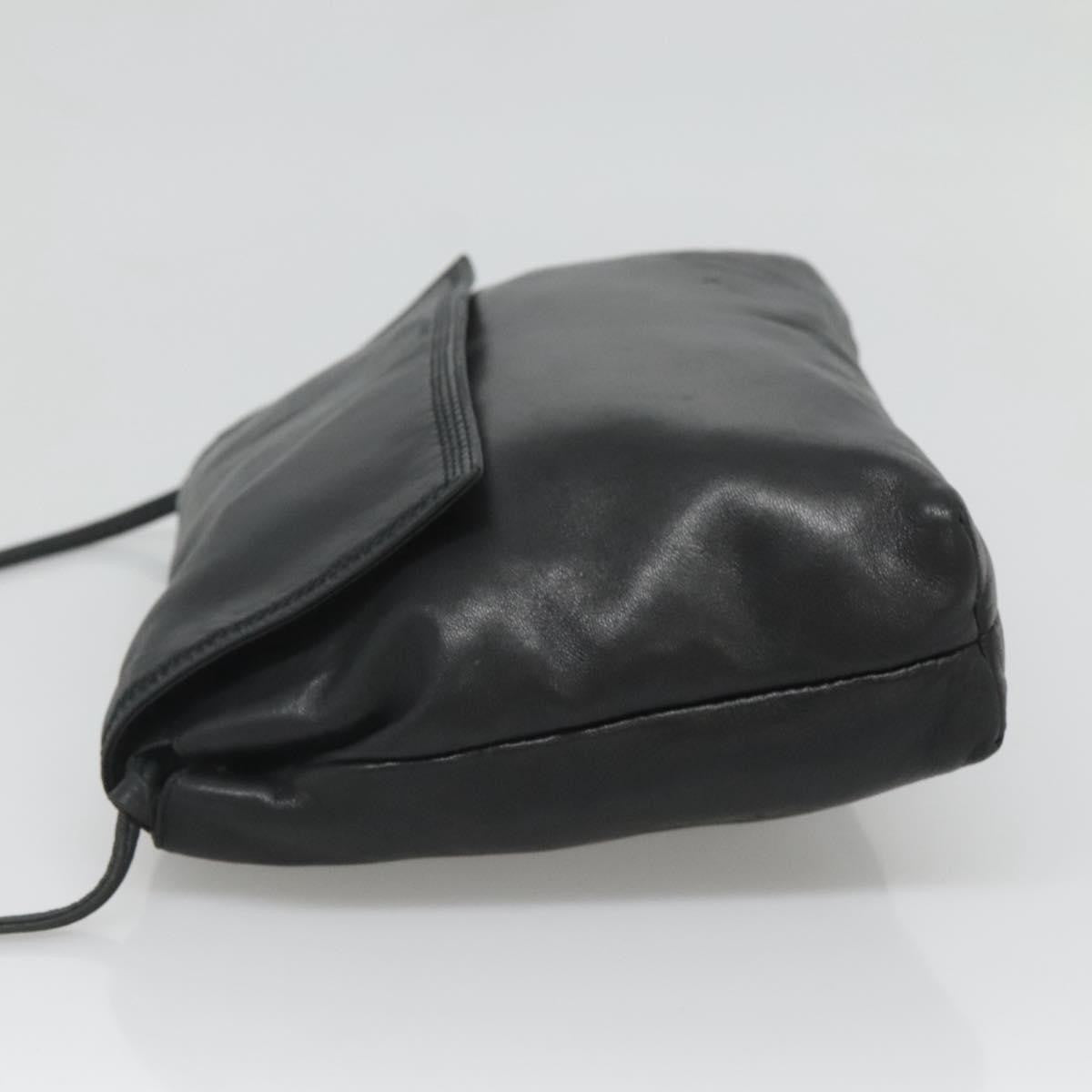 Loewe LOEWE Shoulder Bag Leather Black Gold Authentic 127349