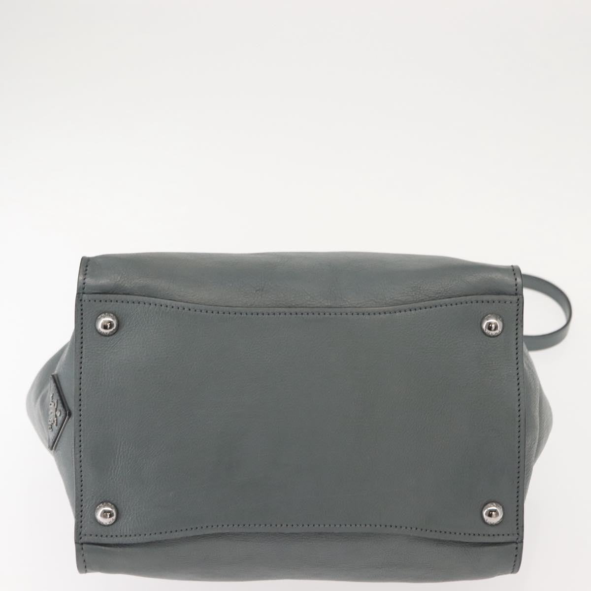 Prada PRADA Hand Bag Leather Gray Silver Authentic 149313