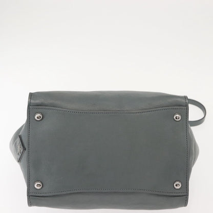 Prada PRADA Hand Bag Leather Gray Silver Authentic 149313