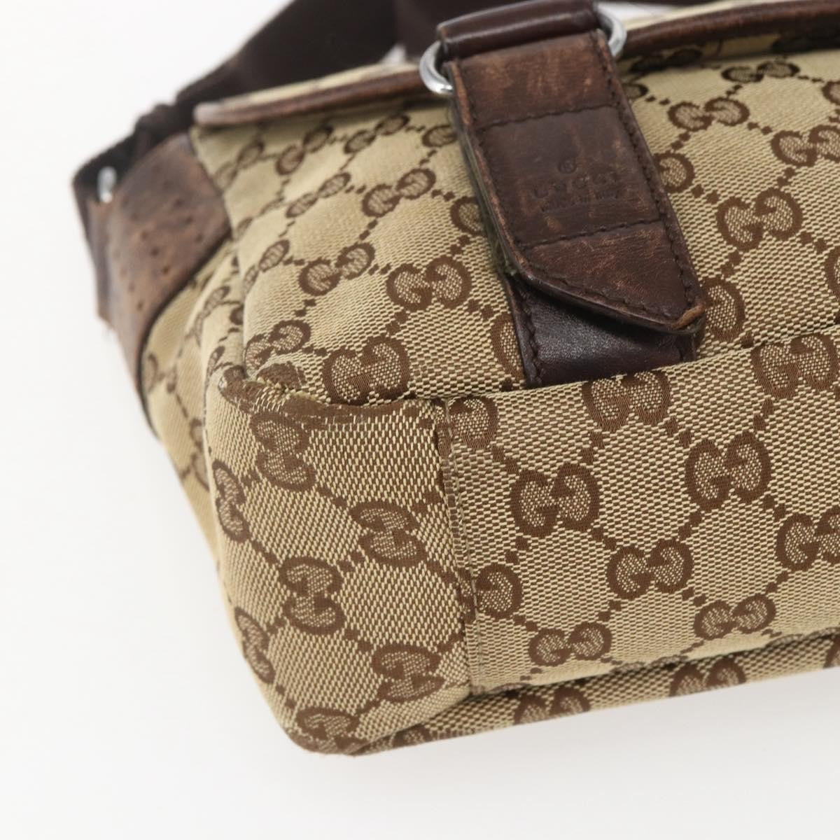 Gucci GUCCI GG Canvas Web Sherry Line Shoulder Bag Red Silver beige 145858 Authentic 166768
