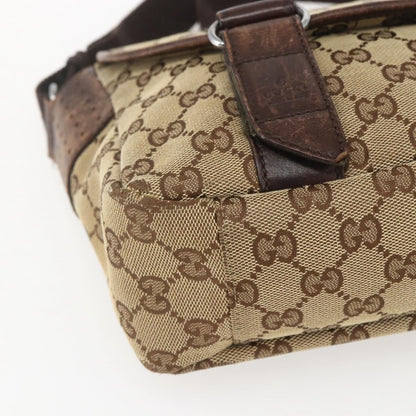 Gucci GUCCI GG Canvas Web Sherry Line Shoulder Bag Red Silver beige 145858 Authentic 166768