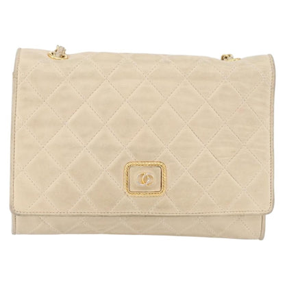 Chanel CHANEL Matelasse Chain Shoulder Bag Lamb Skin Beige Gold CC Authentic BA10672