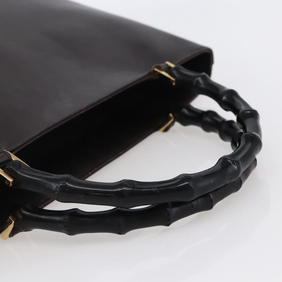 Gucci GUCCI Bamboo Hand Bag Leather Dark Brown Gold 002 1998 0507 Authentic ep11424