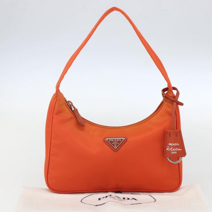 Prada PRADA Accessory Pouch Nylon Orange Silver Authentic 158663V Bag
