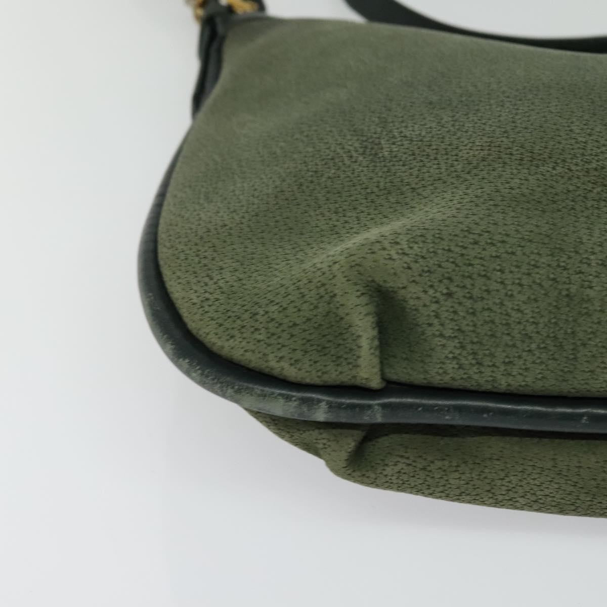 Gucci GUCCI Shoulder Bag Leather Green Gold Authentic am8352