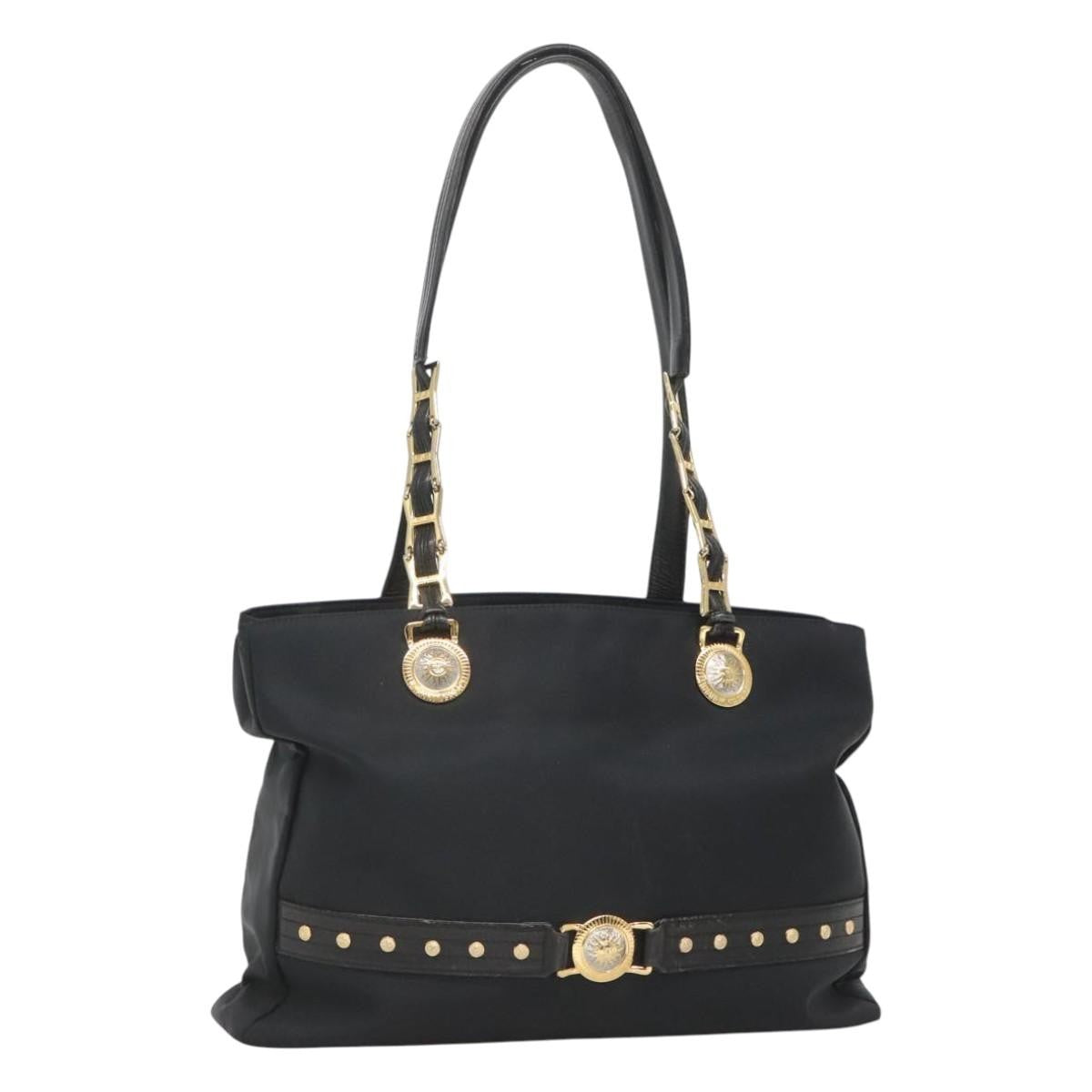 Gianni Versace Gianni Versace Tote Bag Nylon Black Gold Authentic bs25747
