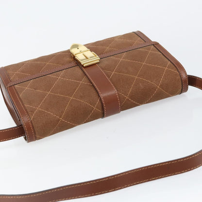 Gucci GUCCI Shoulder Bag Suede Leather Brown Gold Authentic 146416