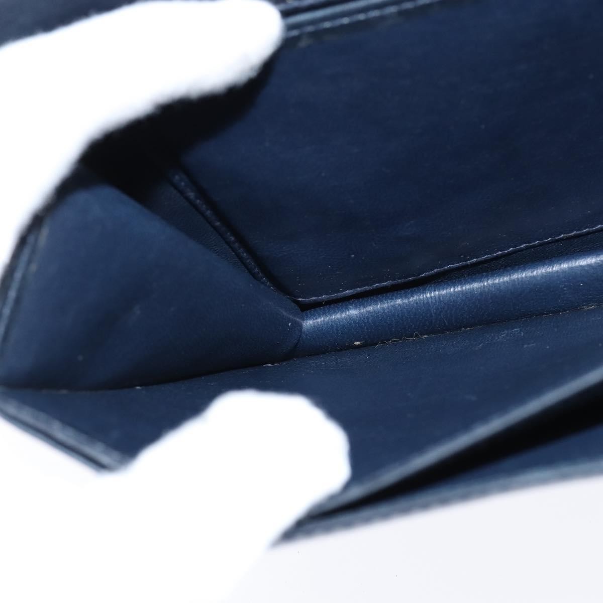Celine CELINE Shoulder Bag Leather Navy Gold Authentic 149191