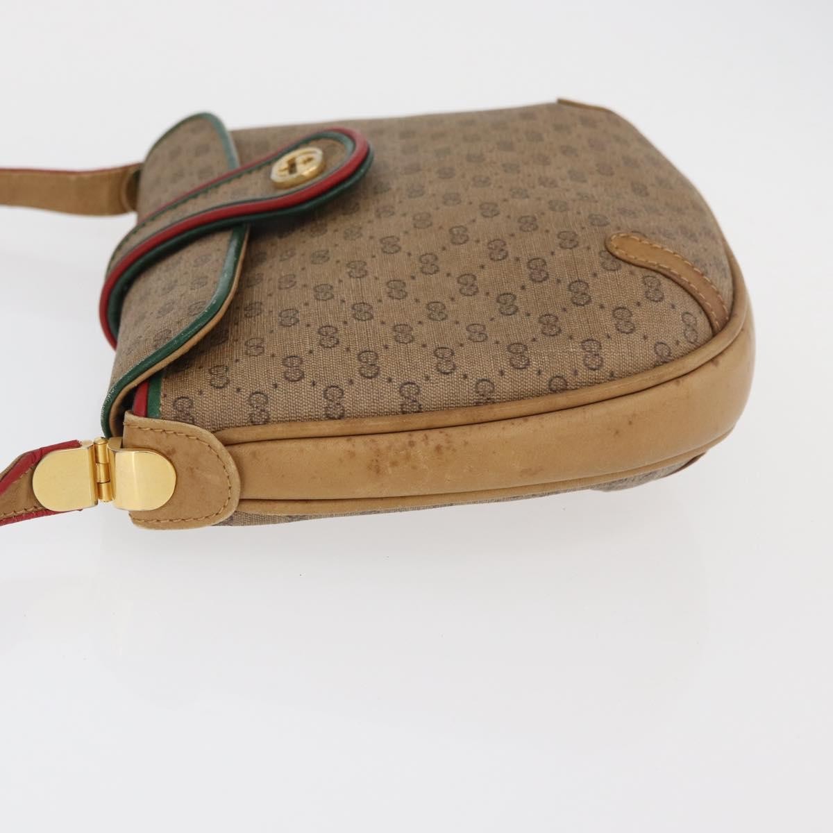 Gucci GUCCI Micro GG Supreme Shoulder Bag PVC Beige Gold Authentic 176833