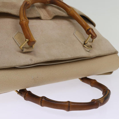 Gucci GUCCI Bamboo Tote Bag Suede 2way Beige 002 2855 0322 0 Authentic 77226