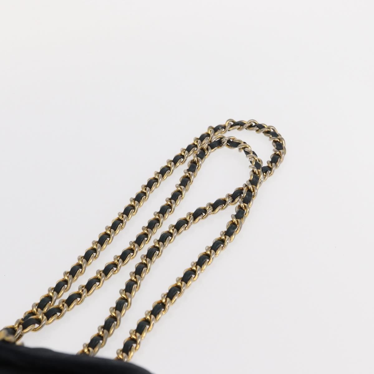 Prada PRADA Chain Shoulder Bag Nylon Navy Gold Authentic ka893