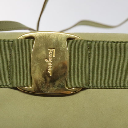 Salvatore Ferragamo Salvatore Ferragamo Shoulder Bag Suede Green Gold Authentic bs25782