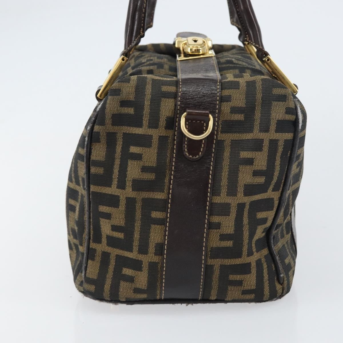 Fendi FENDI Zucca Canvas Hand Bag Black Brown gold Authentic 155701