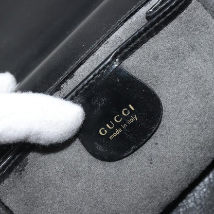Gucci GUCCI Hand Bag Suede Black Gold 001 2058 1928 0 Authentic yk20276