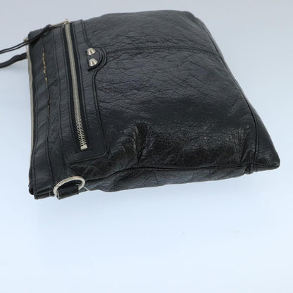 Balenciaga BALENCIAGA Clutch Bag Leather Black Silver 273023 Authentic bs19499