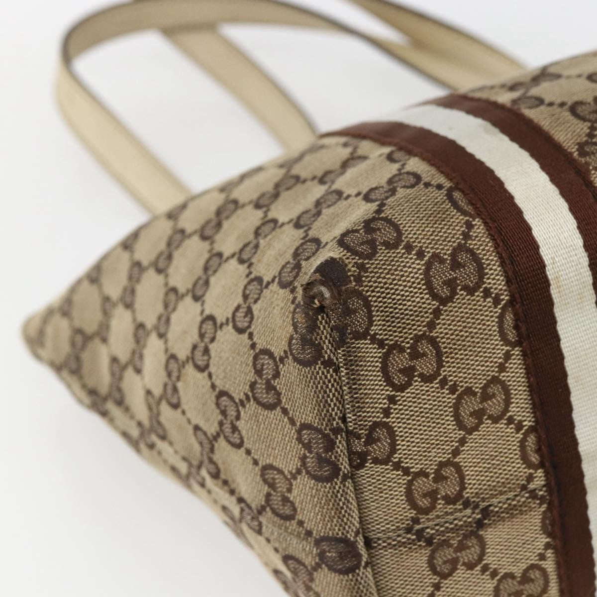 Gucci GUCCI GG Canvas Bamboo Hand Bag Beige Gold 137396 Authentic 164794