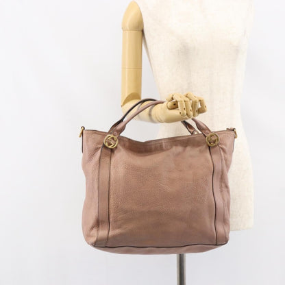 Gucci GUCCI Hand Bag Leather Pink Gold 323675 Authentic ka258