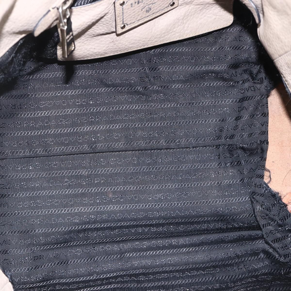 Prada PRADA Tote Bag Leather Gray Silver Authentic ka3597